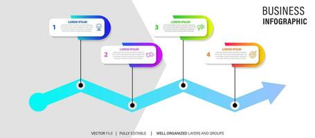 tijdlijn infographic ontwerp met cirkel voor zakelijke sjabloon. vector 4 stappen.