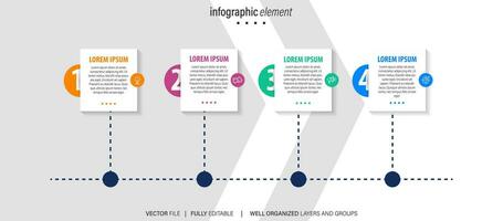 modern doos lijn infographic sjabloon met 4 stappen. bedrijf cirkel sjabloon met opties voor brochure, diagram, werkstroom, tijdlijn, web ontwerp. vector