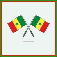 vlag van Senegal tekenfilm vector illustratie. Senegal vlag vlak icoon schets