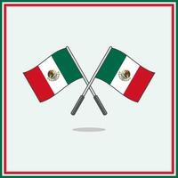 vlag van Mexico tekenfilm vector illustratie. Mexico vlag vlak icoon schets