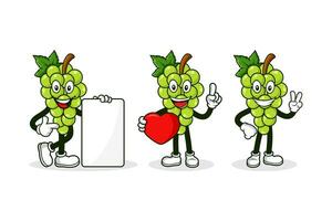 groen druiven fruit tekenfilm karakter ontwerp verzameling vector