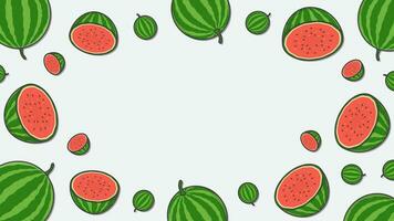 watermeloen fruit achtergrond ontwerp sjabloon. watermeloen fruit tekenfilm vector illustratie