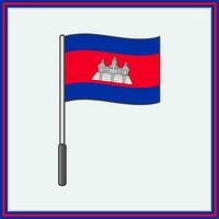 Cambodja vlag tekenfilm vector illustratie. vlag van Cambodja vlak icoon schets
