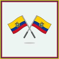 vlag van Ecuador tekenfilm vector illustratie. Ecuador vlag vlak icoon schets