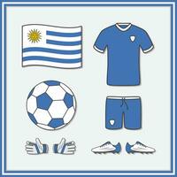 Uruguay Amerikaans voetbal tekenfilm vector illustratie. Amerikaans voetbal Jersey en Amerikaans voetbal bal vlak icoon schets