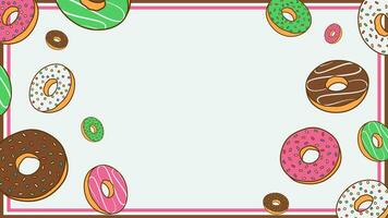 donuts achtergrond ontwerp sjabloon. donuts tekenfilm vector illustratie. donut