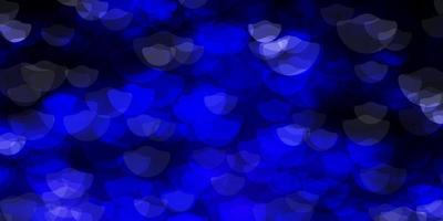 donkerblauwe vectorachtergrond met cirkels. glitter abstracte illustratie met kleurrijke druppels. patroon voor zakelijke advertenties. vector