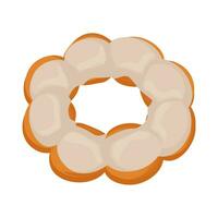 wit chocola vanille mochi donut illustratie logo vector