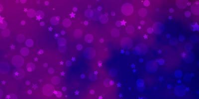 lichtpaarse, roze vectorachtergrond met cirkels, sterren. kleurrijke illustratie met verloop stippen, sterren. ontwerp voor behang, stoffenmakers. vector