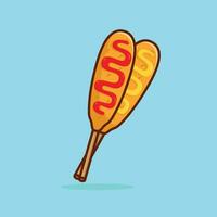 Corn dog voedsel drijvend gemakkelijk tekenfilm vector illustratie voedsel concept icoon geïsoleerd