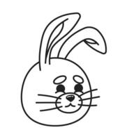 schattig konijn met opgelucht glimlach monochroom vlak lineair karakter hoofd. aanbiddelijk konijn dier, gelukkig emotie. bewerkbare schets hand- getrokken icoon. 2d tekenfilm plek vector avatar illustratie voor animatie