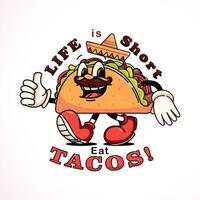 Mexicaans voedsel taco's met tekenfilm mascottes. perfect voor logo's, mascottes, t-shirts, stickers en posters vector