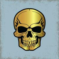 illustratie van een gouden schedel Aan blauw achtergrond vector