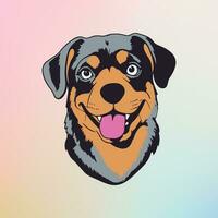 een glimlachen rottweiler Aan pastel achtergrond vector