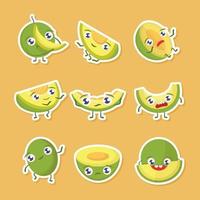 schattige groene meloenstickers vector