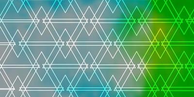 lichtblauwe, groene vectortextuur met lijnen, driehoeken. gradiëntdriehoeken in abstracte stijl op eenvoudige vorm. patroon voor websites. vector