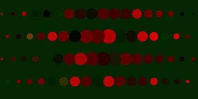 donkergroene, rode vectortextuur met cirkels. illustratie met set van glanzende kleurrijke abstracte bollen. ontwerp voor posters, banners. vector