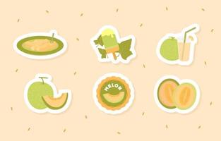 meloen fruit sticker vector