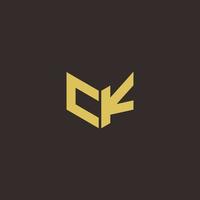 ck logo brief eerste logo ontwerpen sjabloon met gouden en zwarte achtergrond vector