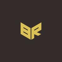 br logo brief eerste logo ontwerpen sjabloon met gouden en zwarte achtergrond vector