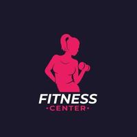 fitness-logo met atletisch meisje vector