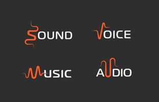 set van abstracte geluidsgolf symbool, voice recorder logo sjabloon, muzieklabel, audio track teken. vector logo concepten.