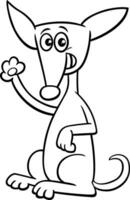 grappig tekenfilm hond golvend zijn poot kleur bladzijde vector