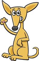 tekenfilm geel hond karakter golvend zijn poot vector