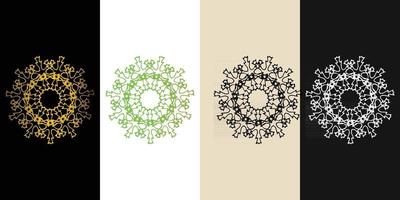 mandala decoratief en decoratief zwart in wit en gouden abstracte kleurrijke designcollectie vector