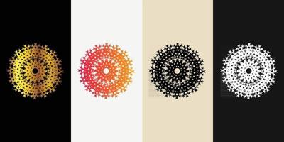 mandala decoratief en decoratief zwart in wit en gouden abstracte kleurrijke designcollectie vector