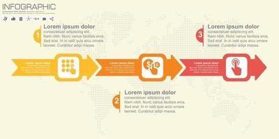 tijdlijn en pijl vector infographic. wereldkaart achtergrond