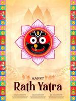 illustratie van heer jagannath, balabhadra en subhadra op jaarlijkse rathayatra op de achtergrond van het odisha-festival vector