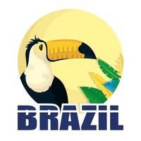 brazilië carnaval poster met belettering en toekan vector