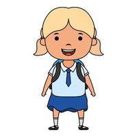 schattig klein student blond meisje karakter vector
