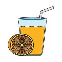 oranje citrusvruchten met sapglas vector