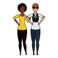 jonge vrouwen fbi-agent met afro girl vector