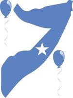 lichtblauw gekleurde vlag en kaart van somalië vector