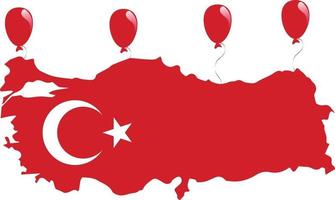 witte maan en ster op de rode nationale vlag en kaart van Turkije vector