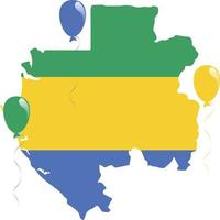 de kaart en de groene, gele, blauwe vlag van gabon vector