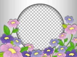 rond frame transparant met paarse bloemensjabloon vector