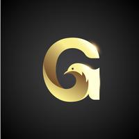 Gouden Letter G met Dove Logo Concept
