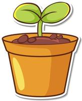 stickerontwerp met zaailing plant in een pot geïsoleerd vector