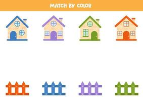 match landhuis en hek op kleuren. vector