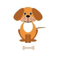 vectorillustratie, bruine schattige cartoonhond, puppy met bot vector