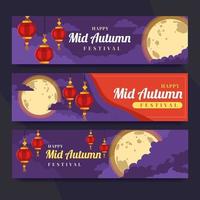 vreedzame maanlicht midden herfst festival banner vector