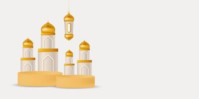 3d islamitische display podium decoratie achtergrond vector