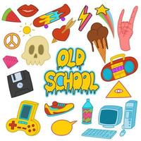 set old school doodles vector