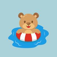 schattige beer zwemmen zomer cartoon vector
