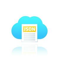 json het dossier uploaden naar wolk, icoon voor web vector