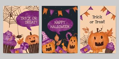 hand- getrokken halloween kaart verzameling illustratie vector